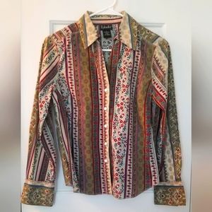 Women's Colorful Patterned Button Down Shirt